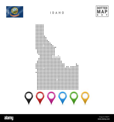 Dots Pattern Map of Idaho. Stylized Simple Silhouette of Idaho. The Flag of the State of Idaho ...
