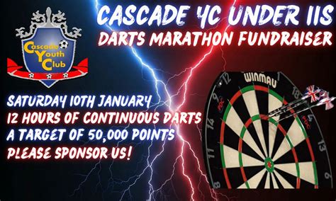Cascade YC U11s Darts Marathon Fundraiser, Cascade Football Fields ...