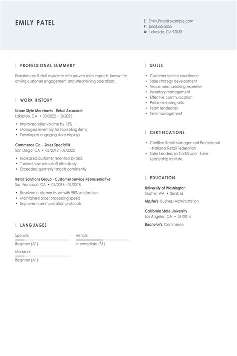 Retail Resume Examples 的图像结果