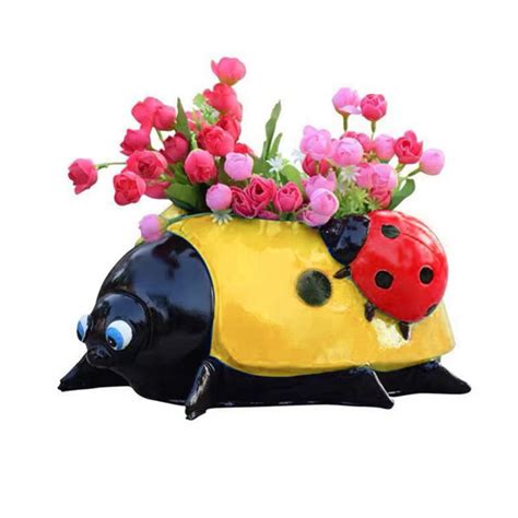 Buy New Ladybug Flower Pot Decoration Pots For Plants Outdoor Planter ...