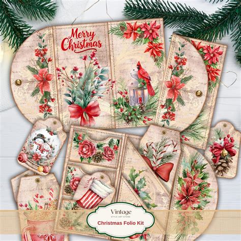 Holiday Christmas Folio Kit, Junk Journal Folio Printable, Christmas ...
