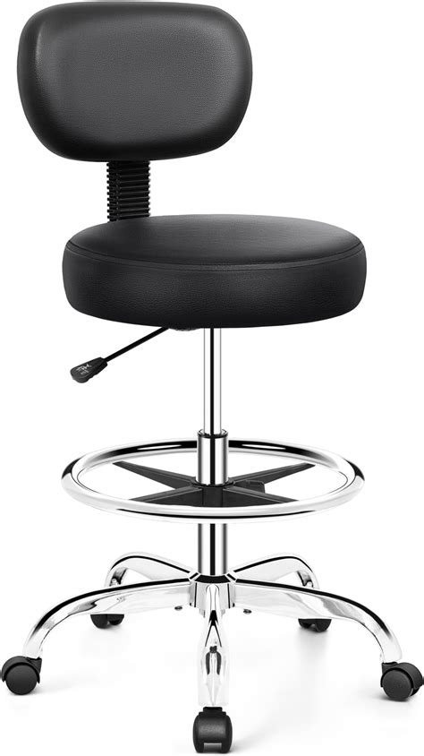 Amazon.com: Brick Attic Drafting Chair with Backrest – Adjustable Foot Rest Rolling Stool with ...