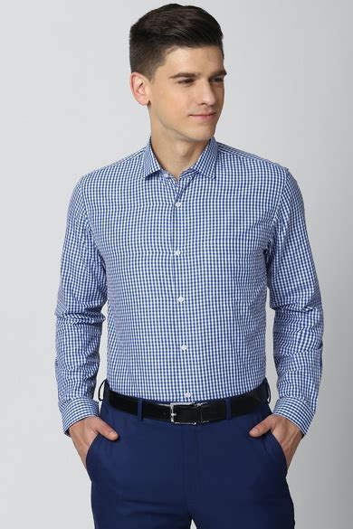 Buy Men Blue Full Sleeves Formal Shirt Online - 628485 | Peter England