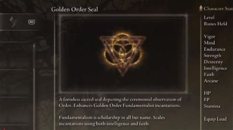 Elden Ring Golden-Order Seal Location Int and Faith Scaling Seal ...