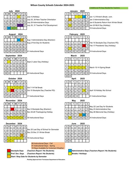 Wilson County tn Schools Calendar 24-25 [updates] - EduCounty