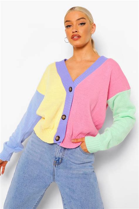 Rainbow Colour Block Cardigan | boohoo