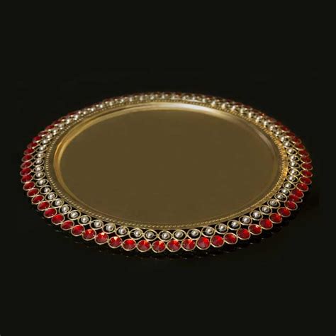 Buy Decorative Red Stone Studded Plate Online in India - Mypoojabox.in
