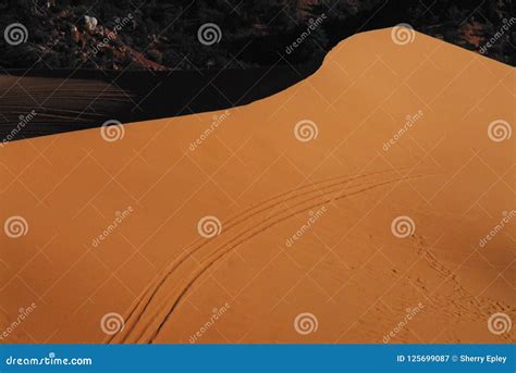 Arizona- Huge Red Sand Dune with Buggy Tracks Stock Image - Image of ...