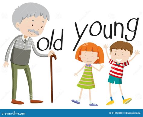 Opposite Adjectives Old and Young Stock Vector - Illustration of adult ...