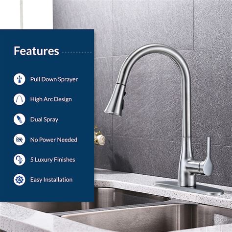 FLOW Matte Black Single Handle Pull-down Kitchen Faucet with Sprayer ...