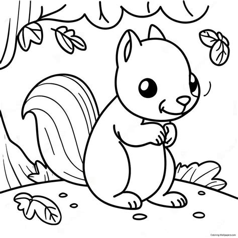 Cute Fall Squirrel Coloring Page (62933-49793)