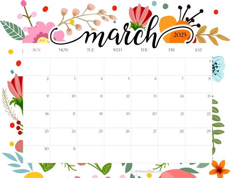 Floral Printable 2025 Calendar | EntheosWeb
