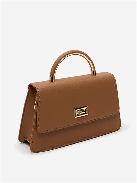 Buy Westside Brown Hardware Design Hand Bag from Westside