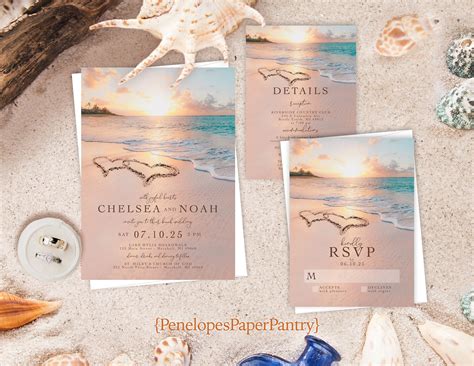Etsy Beach Wedding Invitation Kit