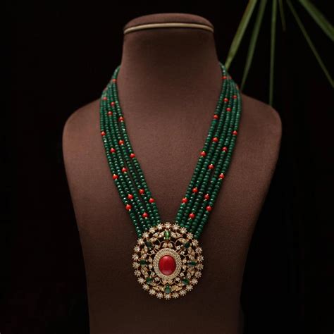 Green Anjvi Beaded Zircon Necklace | Perfect for Every Occasion