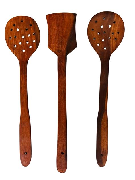 Buy Handmade Wooden Ladles Chiratta Thavi Coconut Shell Ladles(Set of 3 ...