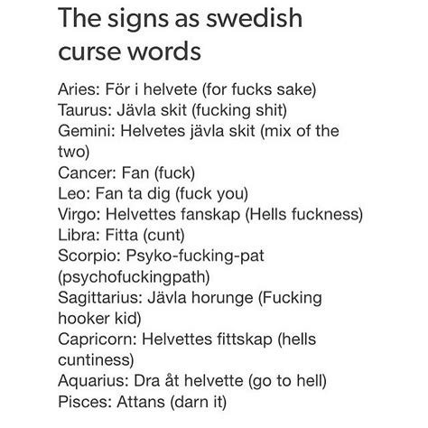 The Signs as Swedish Curse Words
