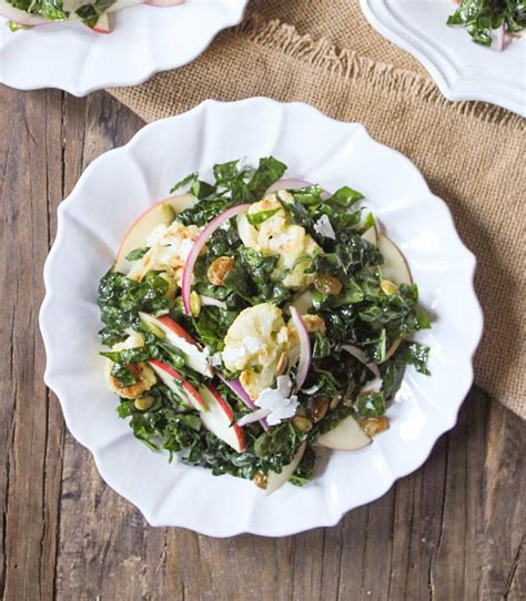 Autumn Kale Salad with Roasted Cauliflower and Apple - Domesticate ME
