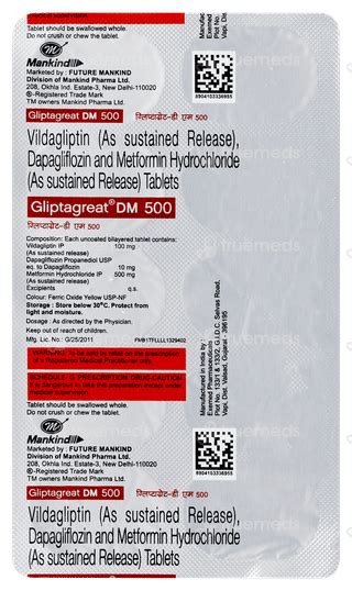 Gliptagreat Dm Tablet 10 - Uses, Side Effects, Dosage, Price | Truemeds