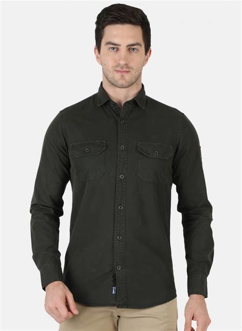 Buy Men Green Solid Shirt Online in India - Monte Carlo