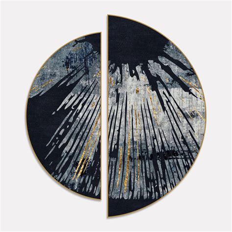 Modern Golden Line Art Textured Design Semi Circle Frames Set Of 2 ...
