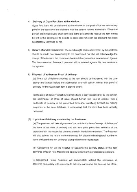 SOP on Gyan Post Services in Department of Posts