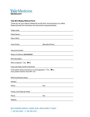 Yale Medicine Yale Skin Biopsy Referral Form - Fill and Sign Printable ...