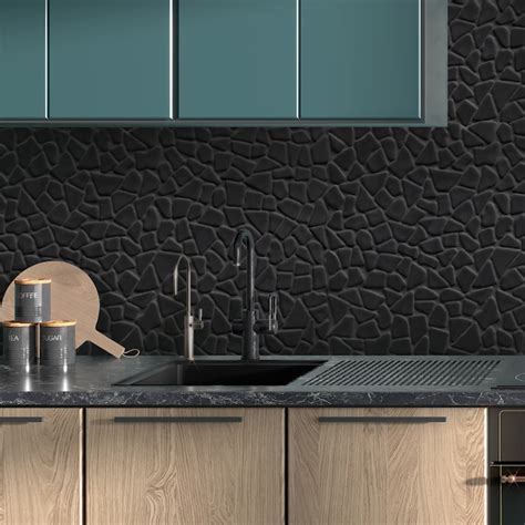 SUNWINGS Black 12-in x 12-in Matte Recycled Glass Pebble Marble Look ...