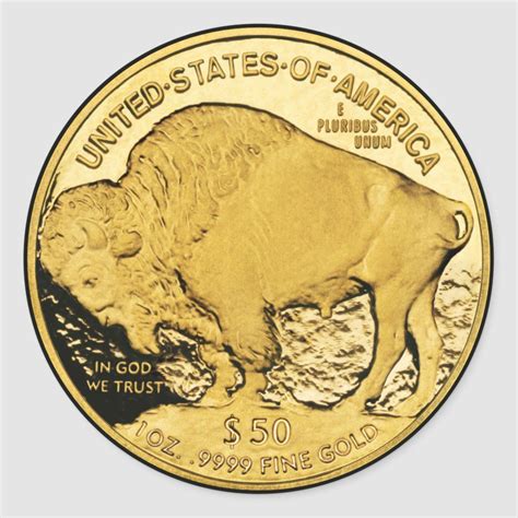 50 Dollar Gold Buffalo Coin Classic Round Sticker | Zazzle | Gold coins ...