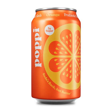 poppi Orange Prebiotic Soda 12 oz Can with 5g Sugar, Prebiotics, Apple ...