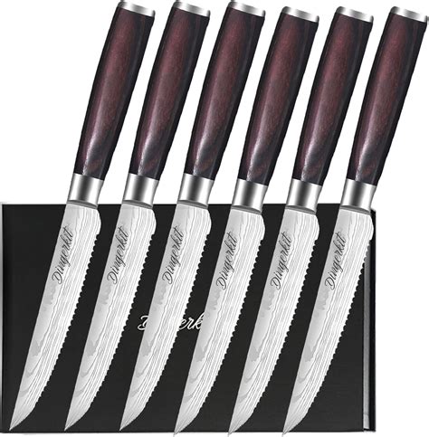 Amazon.com: Dingerkit steak knives Set of 6 - Serrated steak knife set ...