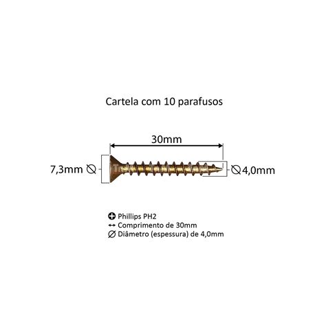Parafuso 4,0x30mm Chipboard Zincado Amarelo Cartela Com 10 Peças | Tudo ...