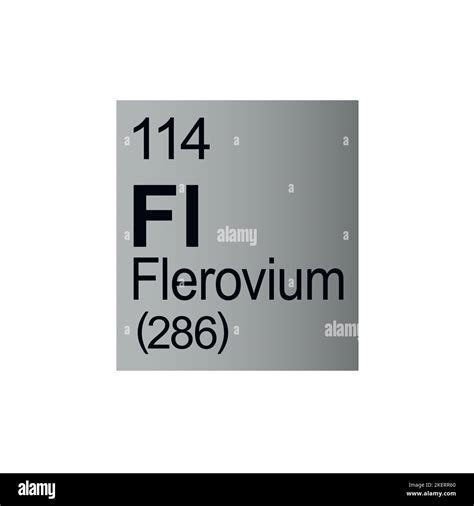 Flerovium chemical element of Mendeleev Periodic Table on grey background. Colorful vector ...