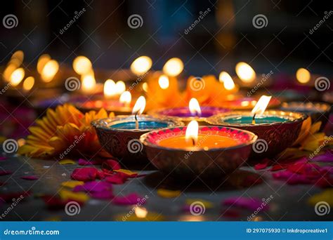 Glowing Diwali Diya Candle Lamp, Indian Spiritual Festival of Light ...