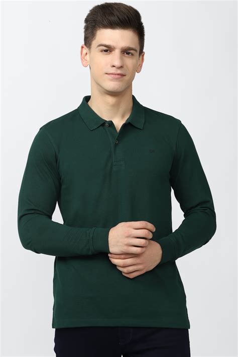 Buy Men Green Solid Polo Neck Collar T-shirt Online - 782950 | Peter ...