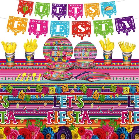 Amazon.com: CC HOME Mexican Fiesta Party Themed Party Supplies Pack ...
