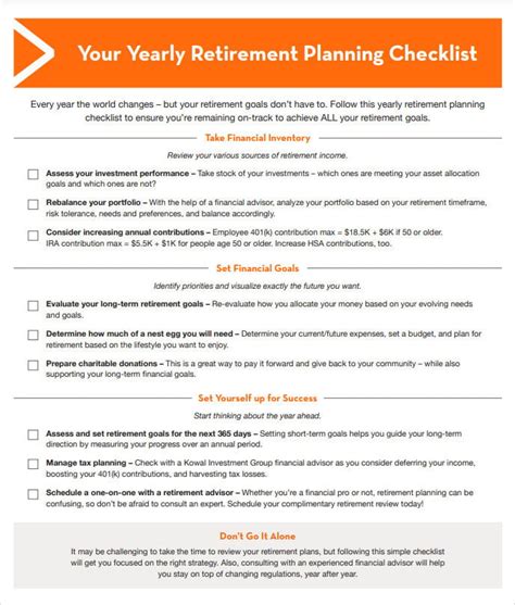 Checklist for Retirement 的图像结果