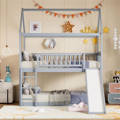 Harper&BrightDesigns Harper & Bright Designs Twin Bunk Beds with Slide ...