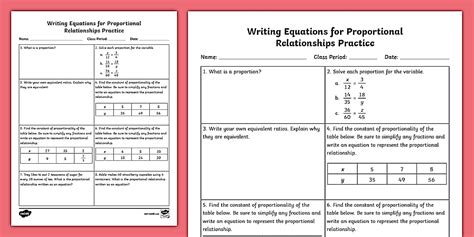 Seventh Grade Writing Equations for Proportional Relationsh