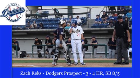 Zach Reks - Dodgers Prospect 3 - 4 HR Quakes 8/5 - YouTube