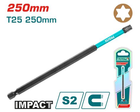 Total 250mm T25 Impact Screwdriver Bit - TACIM71T25250 - Total Tools ...