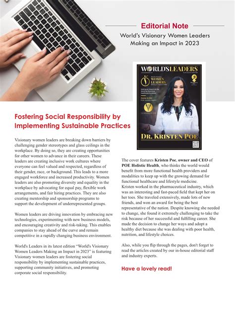 PPT - World’s Visionary Women Leaders Making an Impact in 2023 ...