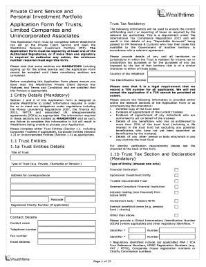 Fillable Online Application Form for Trusts Trust Tax Residency Limited ...