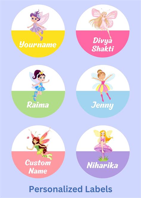 Yellow Nuts Custom Name Stickers Tags 40 Pcs for School Kids Girls ...