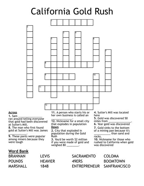 California gold rush word search - dashglop