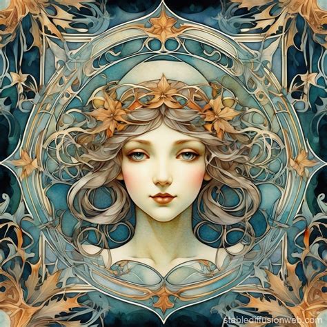 Enchanting Christmas Pattern in Alphonse Mucha Style | Stable Diffusion ...