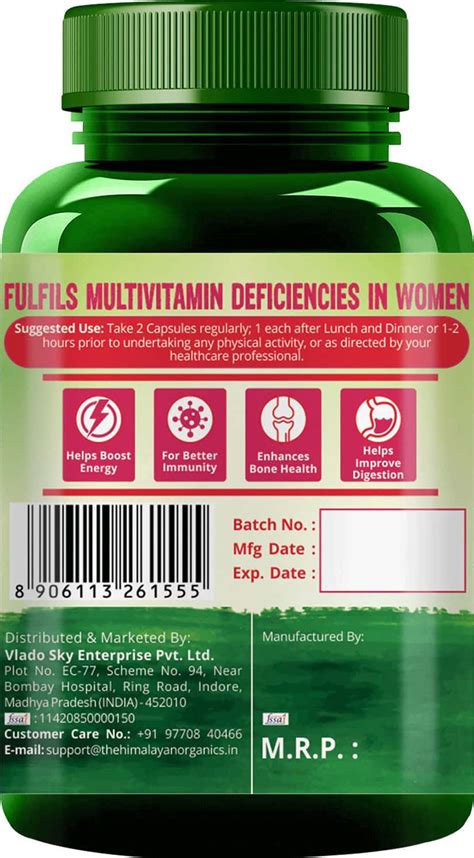 Buy HIMALAYAN ORGANICS WHOLE FOOD MULTIVITAMIN FOR WOMEN 60 CAPSULES ...