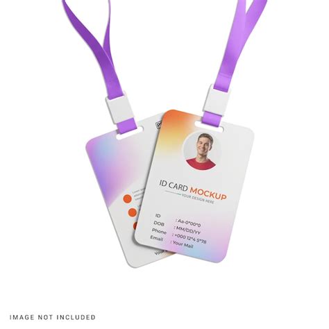 Modern id card mockup with purple lanyard | Premium PSD