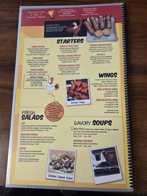 Menu at Ron's Roost restaurant, Cincinnati
