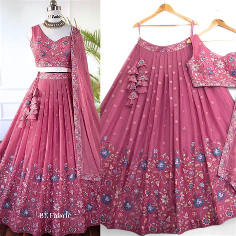 Peach color Designer Sequence Embroidery work Lehenga choli for Weddin ...